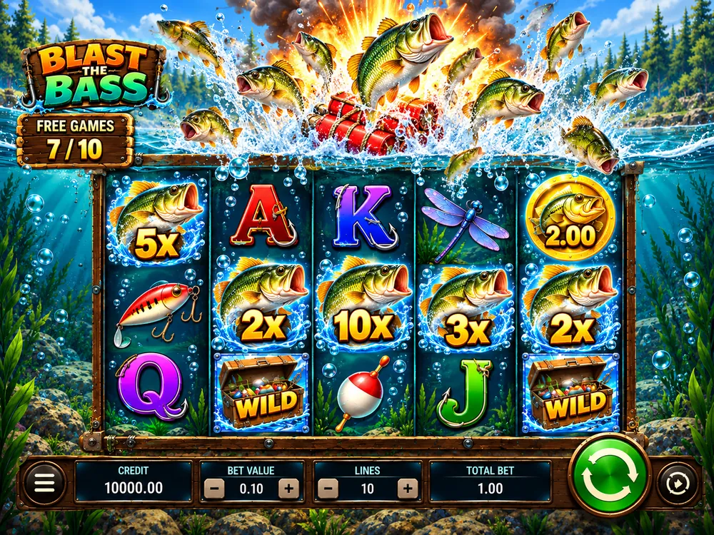 Blast the Bass Fish Rain: dünamiidiplahvatus toob rullidele kordajatega kalasümbolid