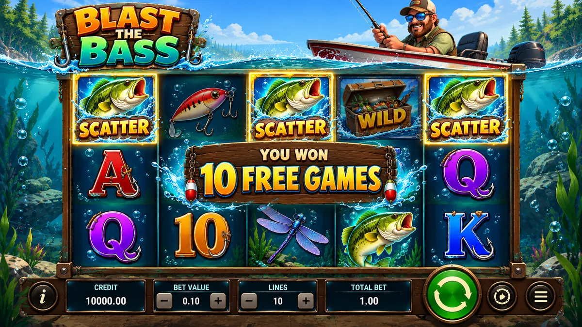 Blast the Bass Scatter-sümbolid: kolm Scatterit annavad 10 Free Games